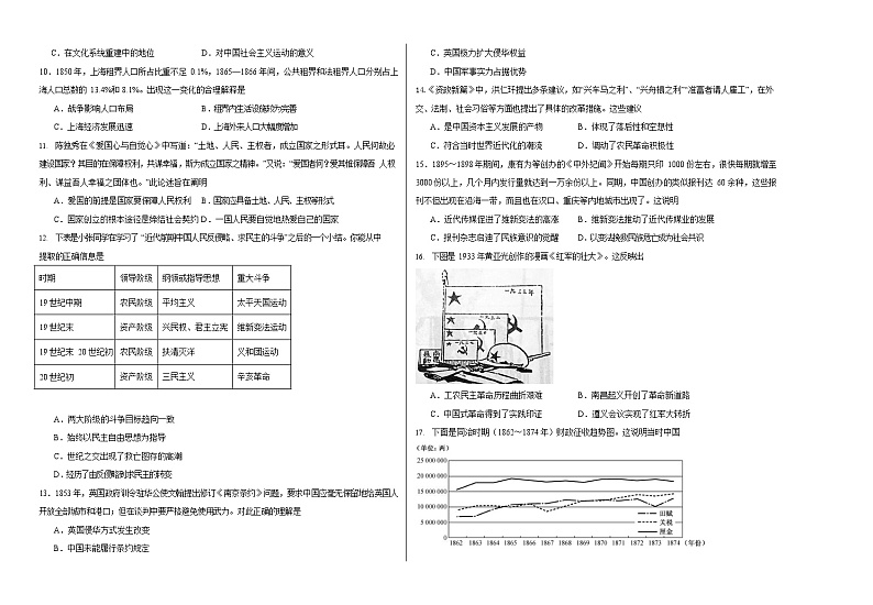 河南省南阳市邓州春雨国文学校2023-2024学年高三上学期9月月考历史试题第2页