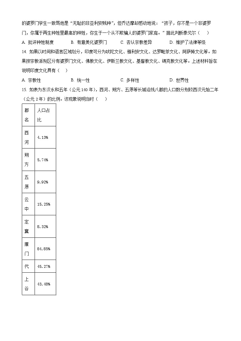 江西省宜春市宜丰县宜丰中学2023-2024学年高三上学期9月月考历史试题03