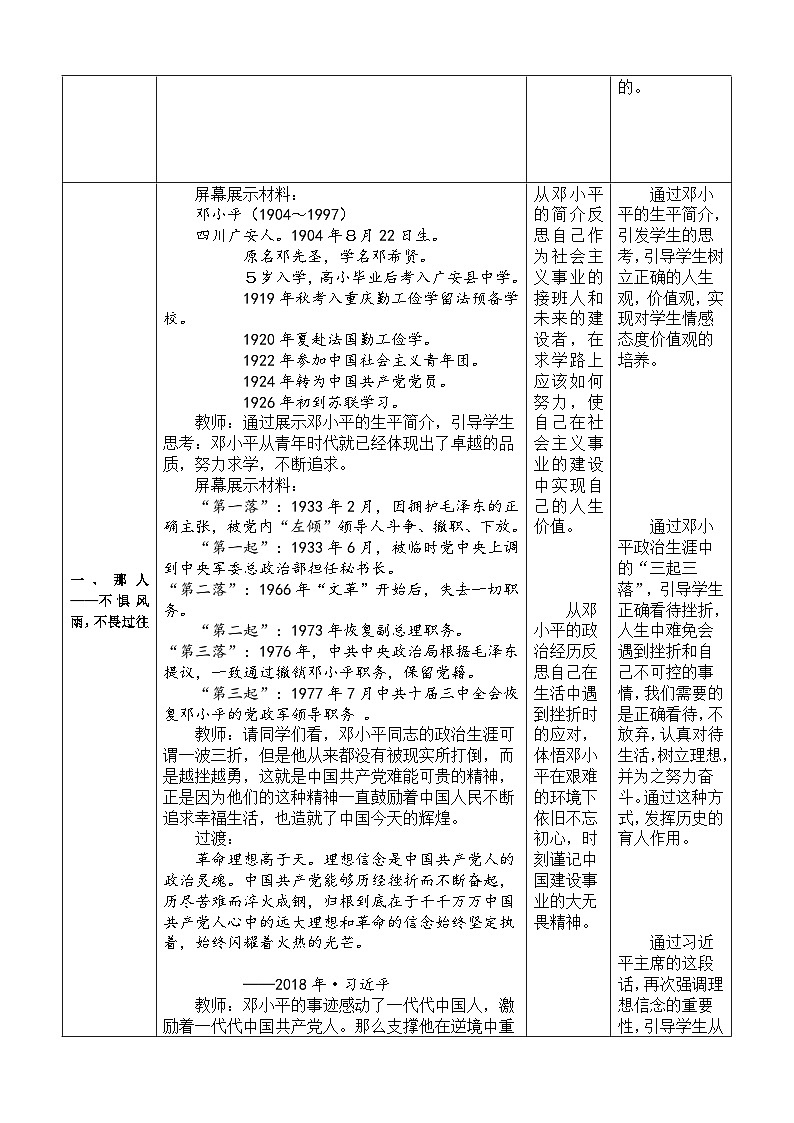 第28课 中国特色社会主义道路的开辟与发展【教学设计】（表格式）--2023-2024学年高一上学期历史统编版（2019）必修中外历史纲要上03