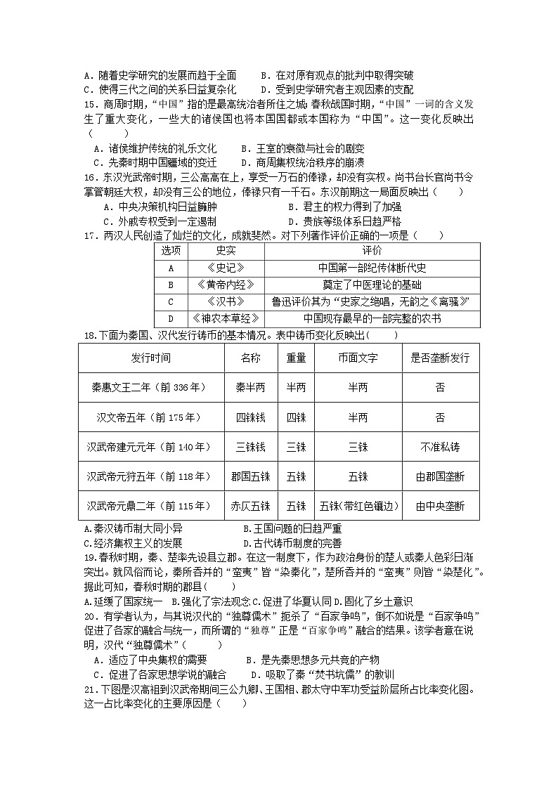 山西省运城市景胜学校（东校区）2023-2024学年高一上学期9月考历史A卷第3页