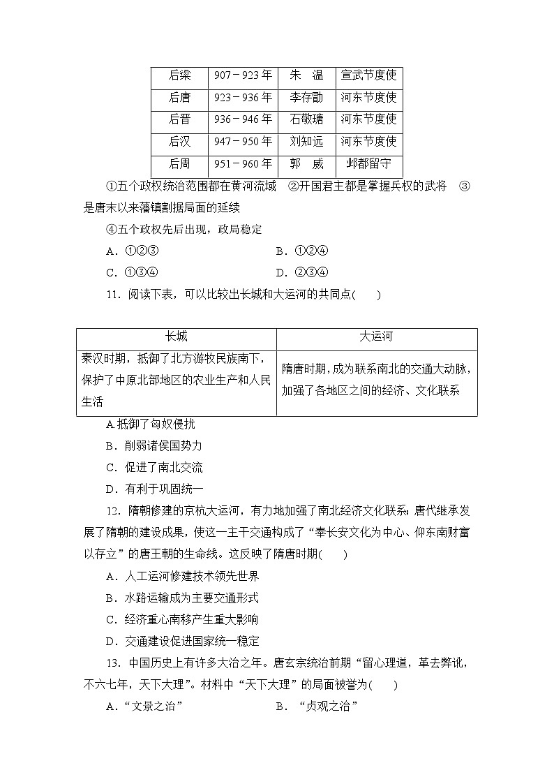 第6课从隋唐盛世到五代十国2023-2024学年人教版中外历史纲要上册同步练习（解析版答案）第3页