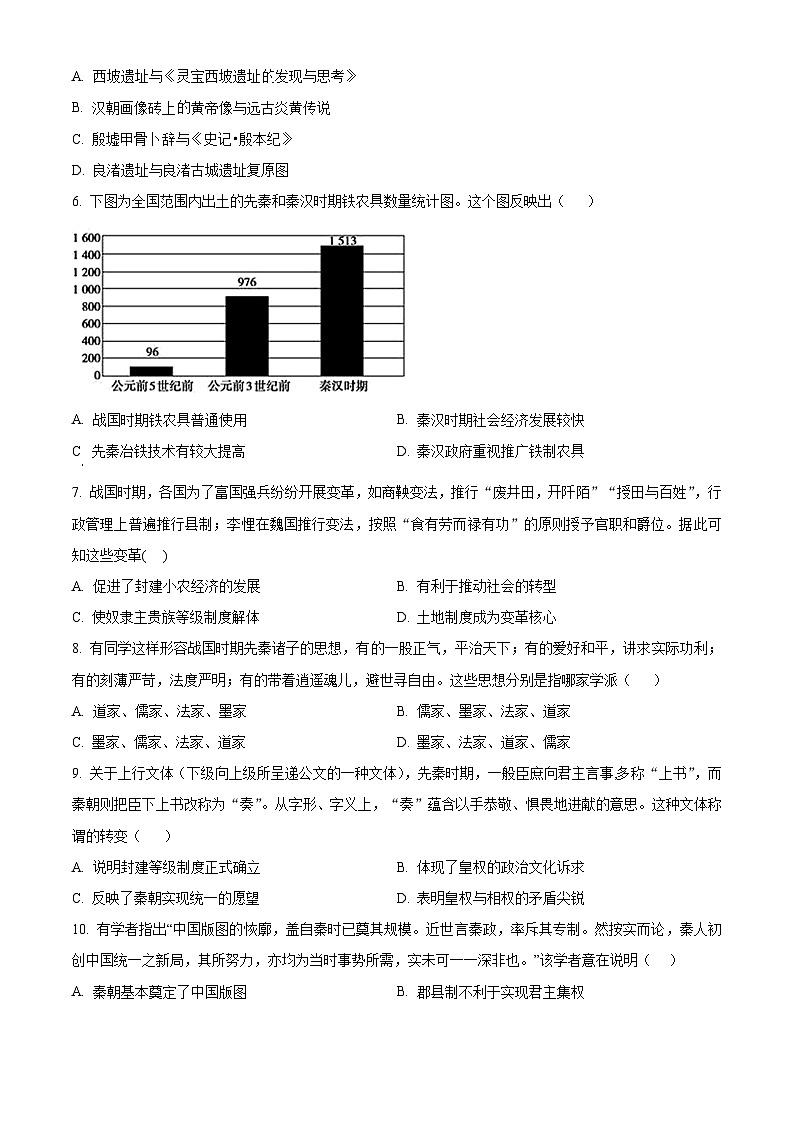 2024绵阳绵阳中学高一上学期9月月考试题历史含解析第2页