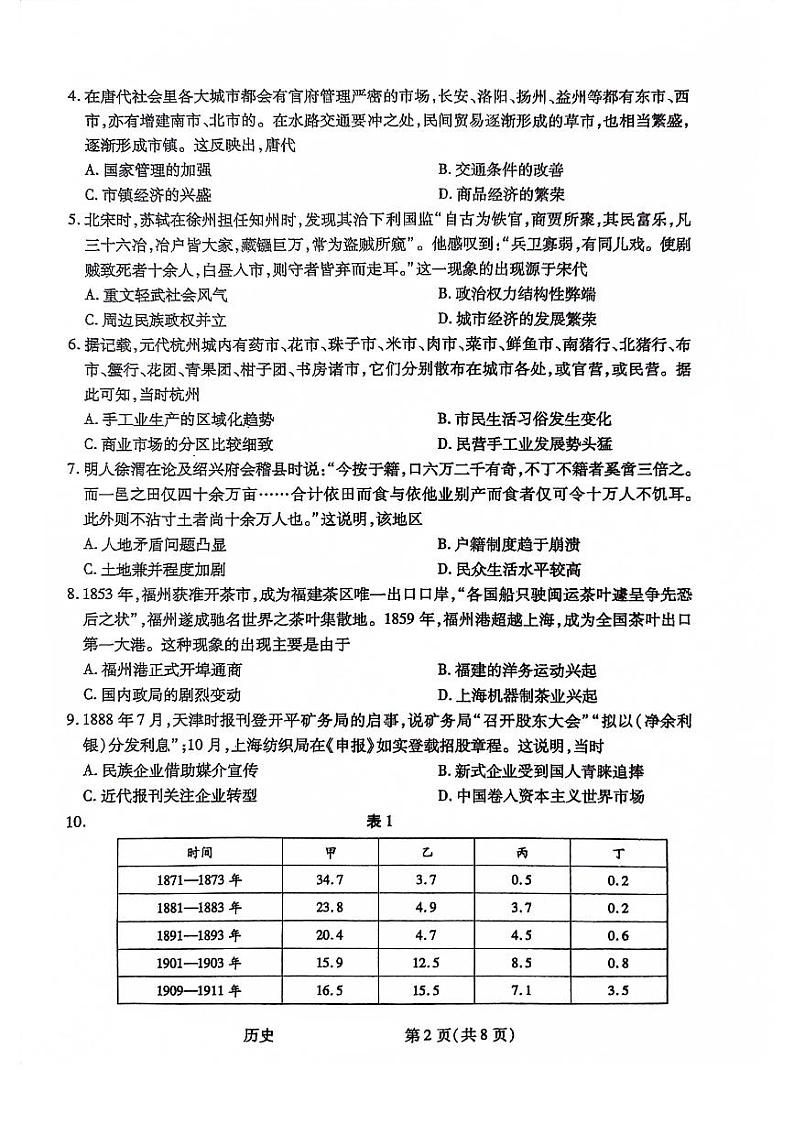 陕西省2023-2024学年高三上学期10月阶段性测试（一）历史第2页