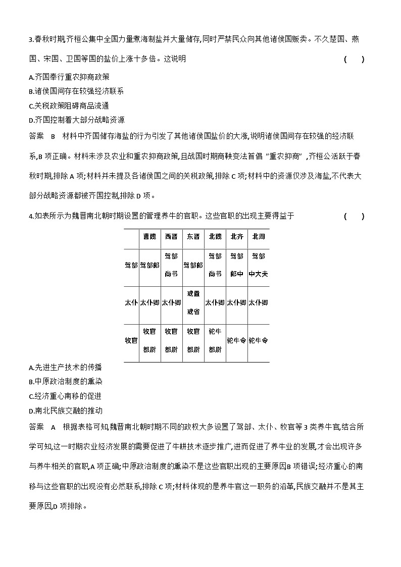 16_第十六单元食物生产与社会生活生产工具与劳作方式商业贸易与日常生活 试卷练习02