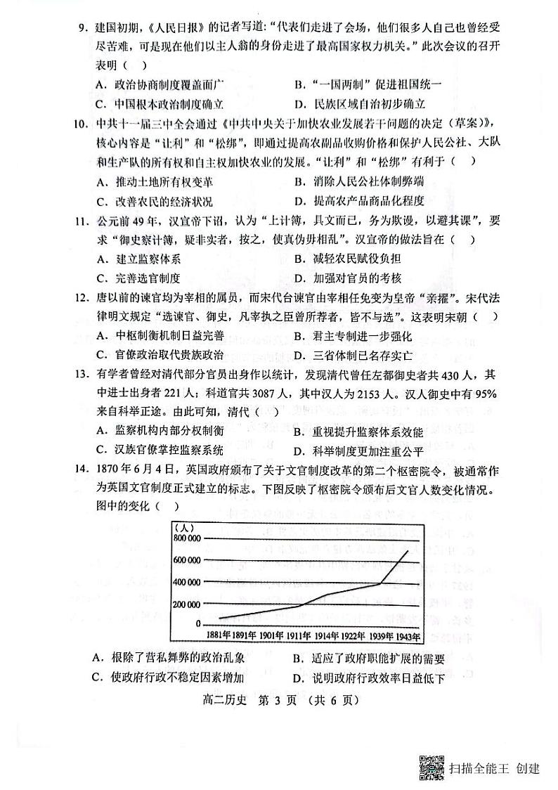 辽宁省沈阳市郊联体2023-2024学年高二上学期10月月考历史试题03