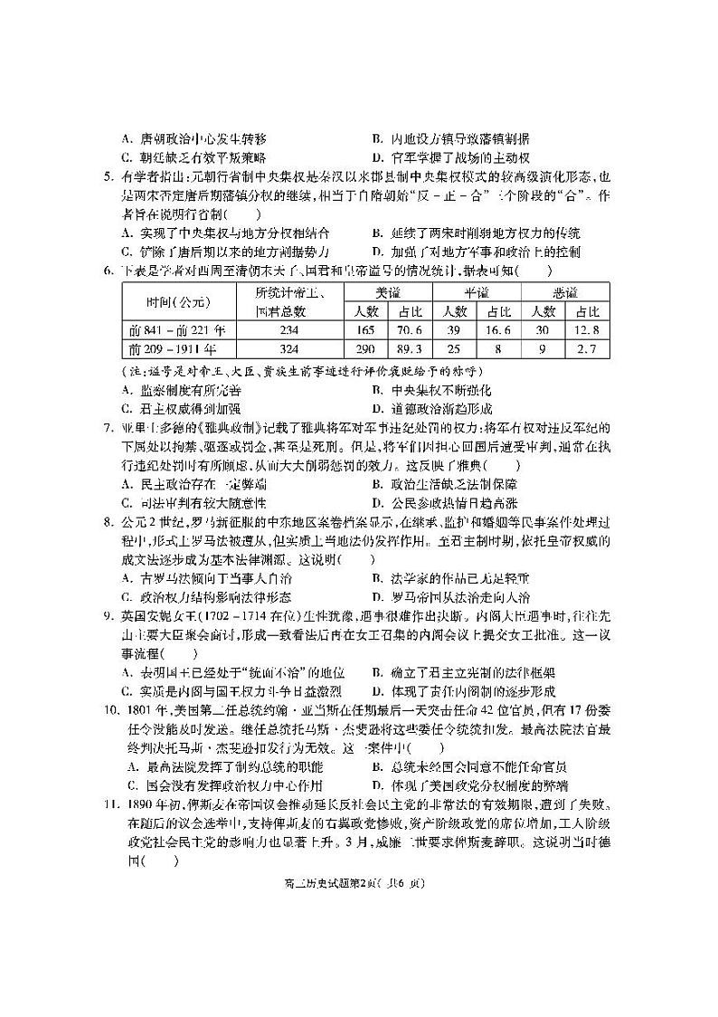 陕西省渭南市大荔县2024届高三历史一模试题（PDF版附答案）02