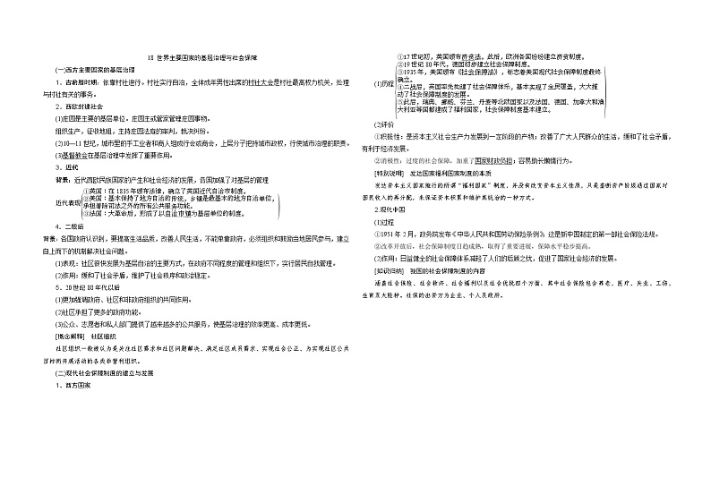 部编版高中历史选择性必修一18 世界主要国家的基层治理与社会保障第1页