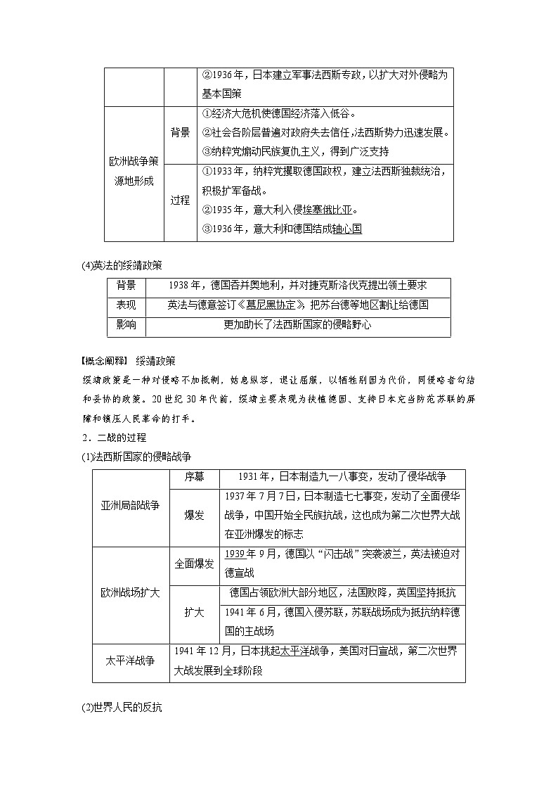 （部编版） 高考历史一轮复习学案板块6 第13单元 第38讲　第二次世界大战与战后国际秩序的形成（含解析）02