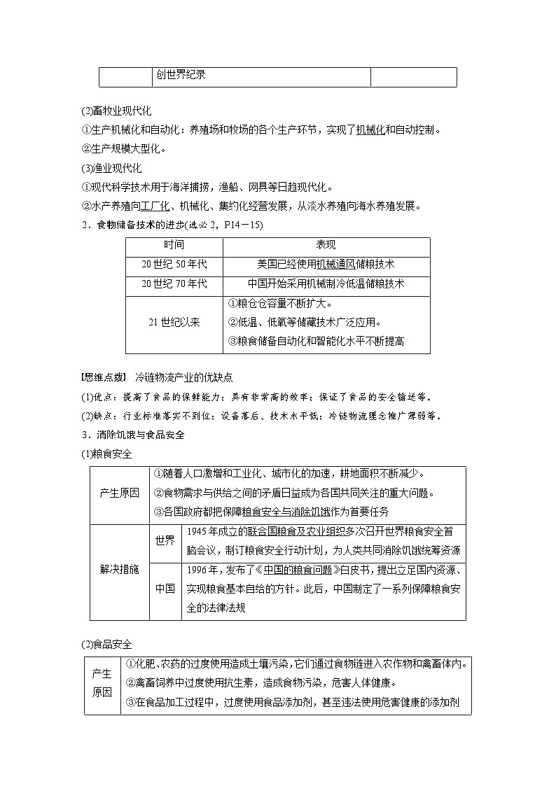 （部编版） 高考历史一轮复习学案板块7 第17单元 第55讲　现代世界的食物生产、经济生活与科技进步（含解析）02