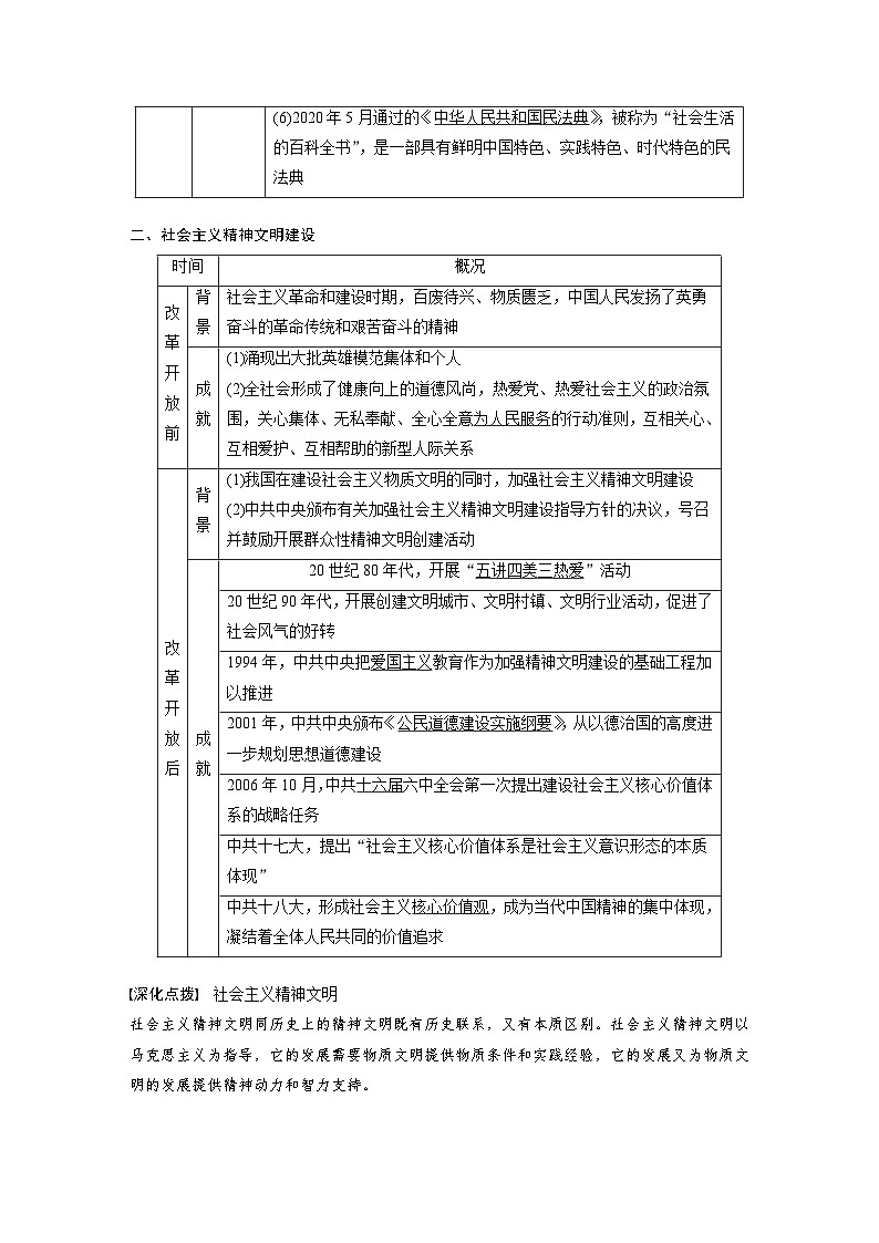 新高考历史一轮复习精品学案 第11讲 课题33　当代中国的法治建设和精神文明建设（含解析）第2页