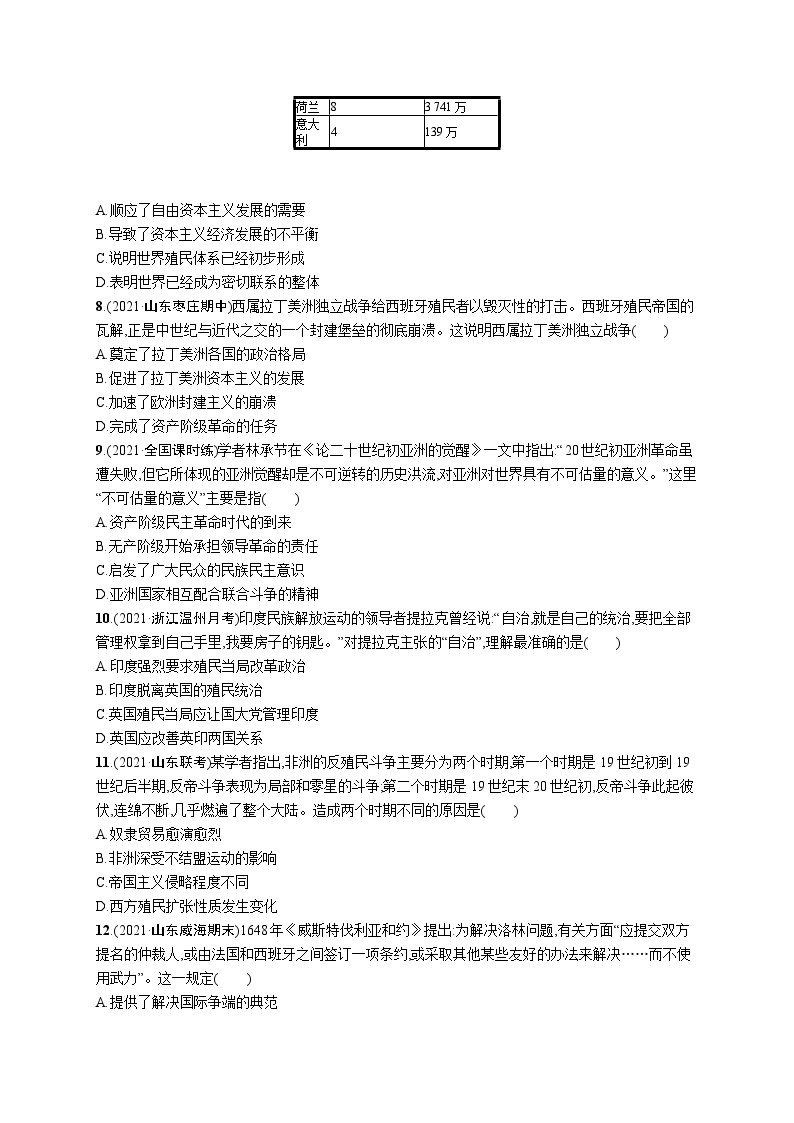 新高考历史三轮冲刺考前突破练习十三　近代民族独立运动、社会主义运动与国际法的发展（含解析）03