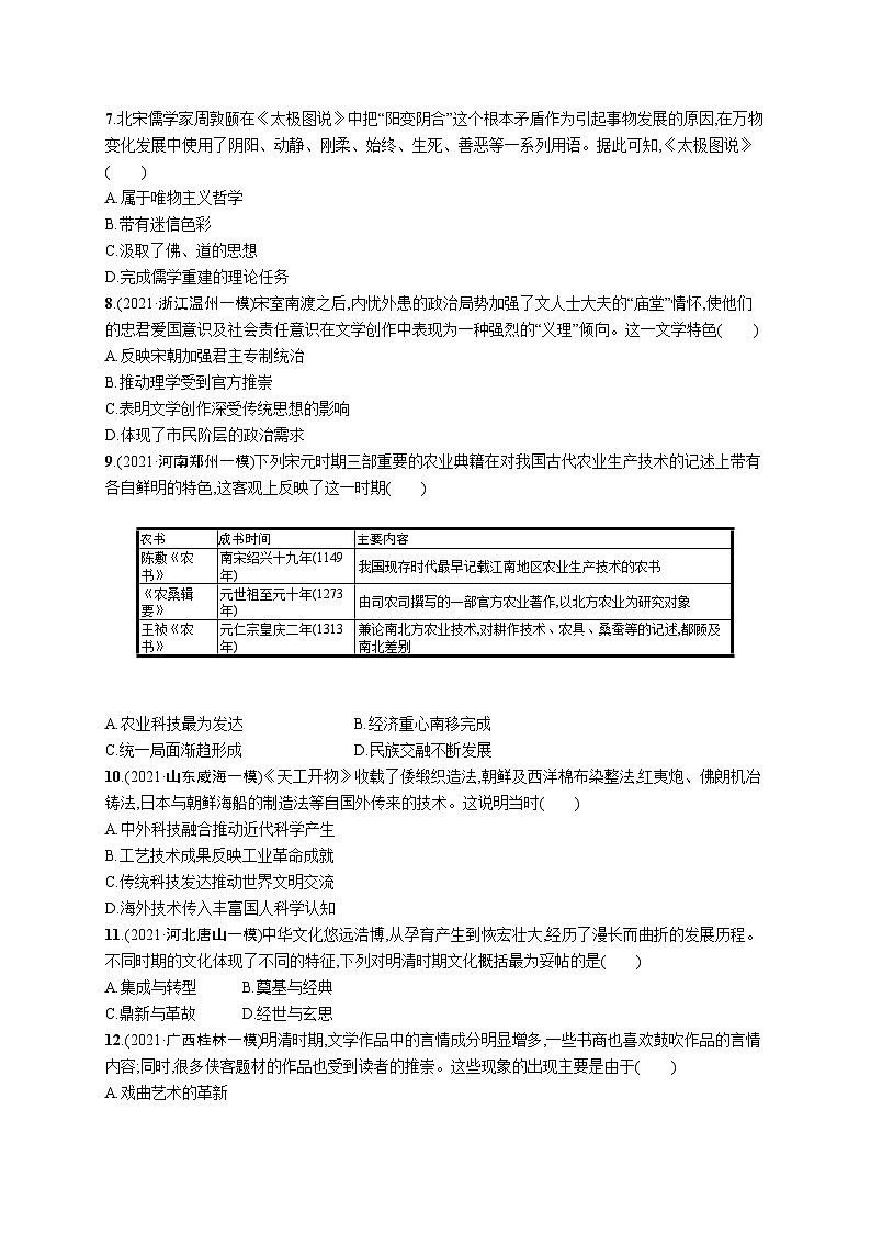 新高考历史三轮冲刺考前突破练习四　中国古代的传统文化及文化交流（含解析）第2页