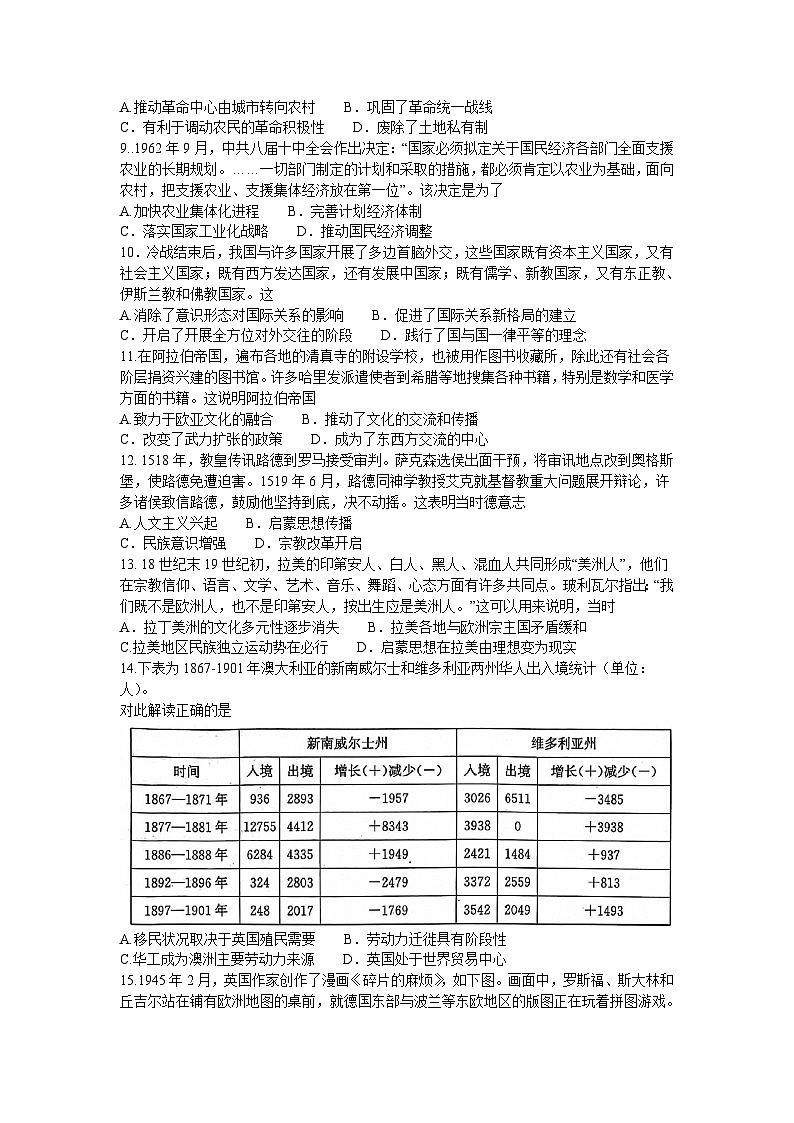 2024沧州普通高中高三上学期复习质量监测历史含解析第2页