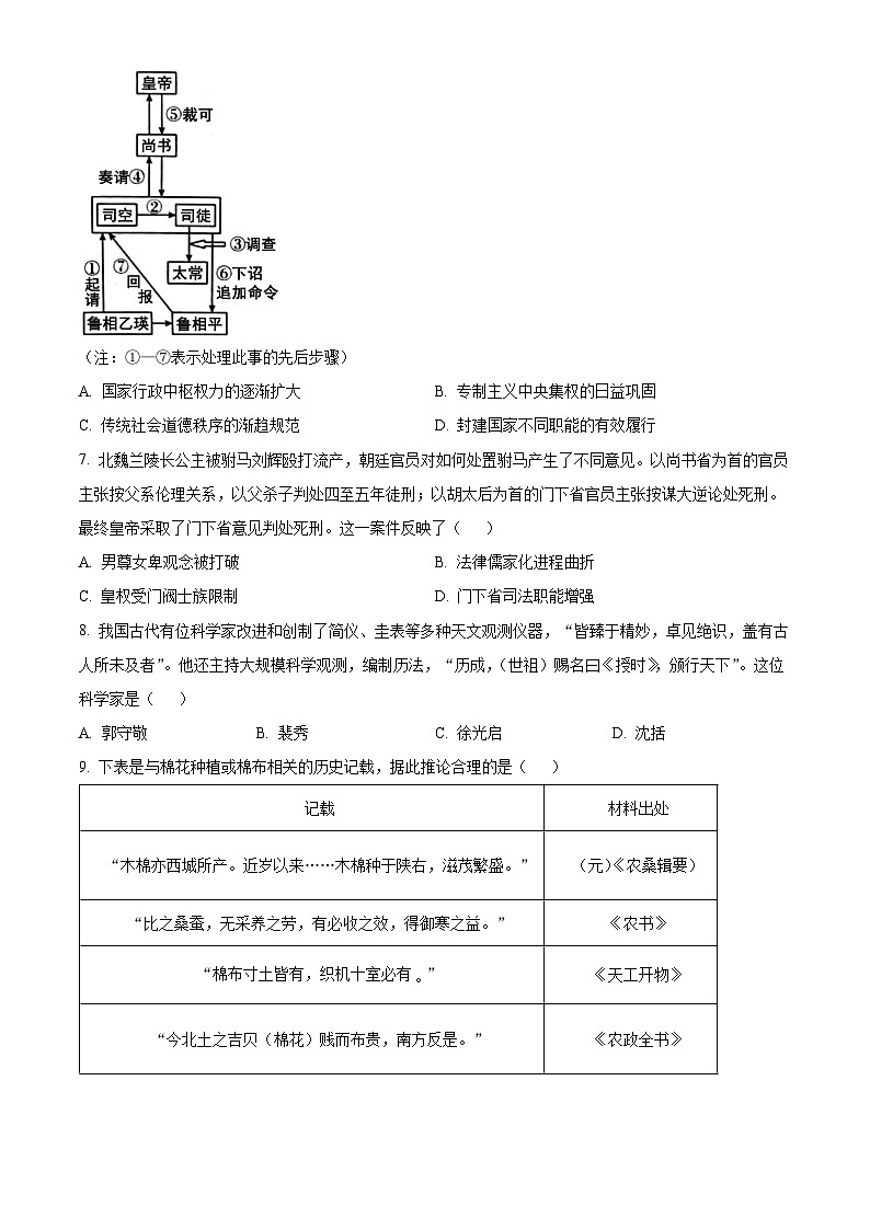 重庆市渝北中学2023-2024学年高三9月月考历史试题无答案第2页