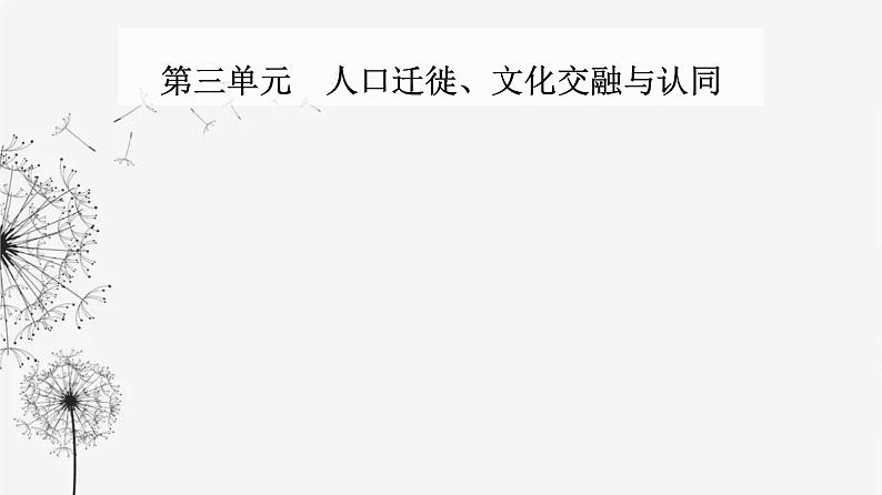 人教版高中历史选择性必修3第三单元人口迁徙、文化交融与认同第六课古代人类的迁徙和区域文化的形成课件01