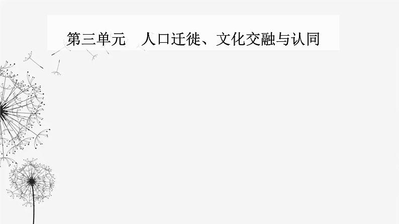 人教版高中历史选择性必修3第三单元人口迁徙、文化交融与认同第八课现代社会的移民和多元文化课件第1页