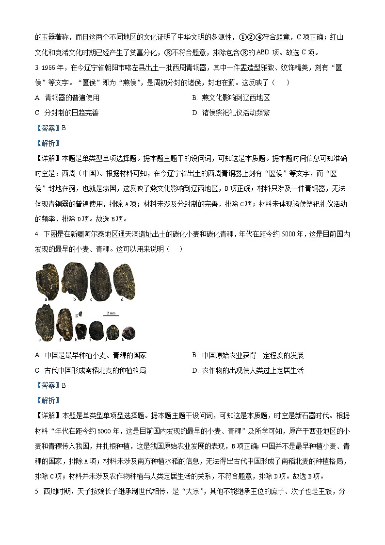 四川省南充市嘉陵第一中学2023-2024学年高一历史上学期10月月考试题（Word版附解析）第2页