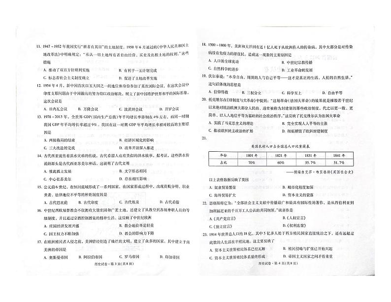 云南省2021-2022学年高二学业水平考试历史试题02