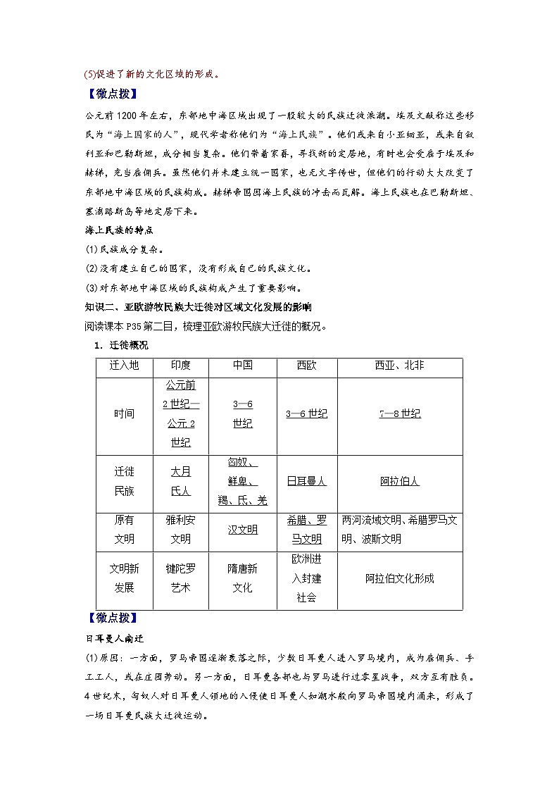 人教统编版高中历史选择性必修第三册精品同步讲义第6课古代人类的迁徙和区域文化的形成（含解析）第3页