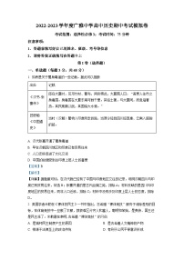 广东省广雅中学2022-2023学年高二历史下学期期中模拟考试试题（Word版附解析）