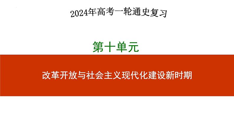 第24讲  改革开放与社会主义现代化建设新时期 - 备战2024年高考历史一轮复习考点知识一遍过（中外历史纲要上）课件PPT01