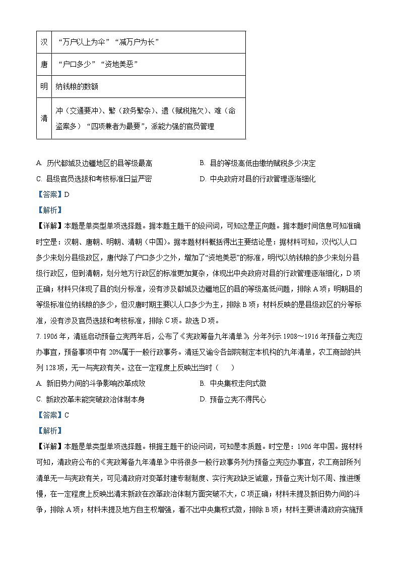 四川省南充市仪陇中学2023-2024学年高二历史上学期10月月考试题（Word版附解析）第3页