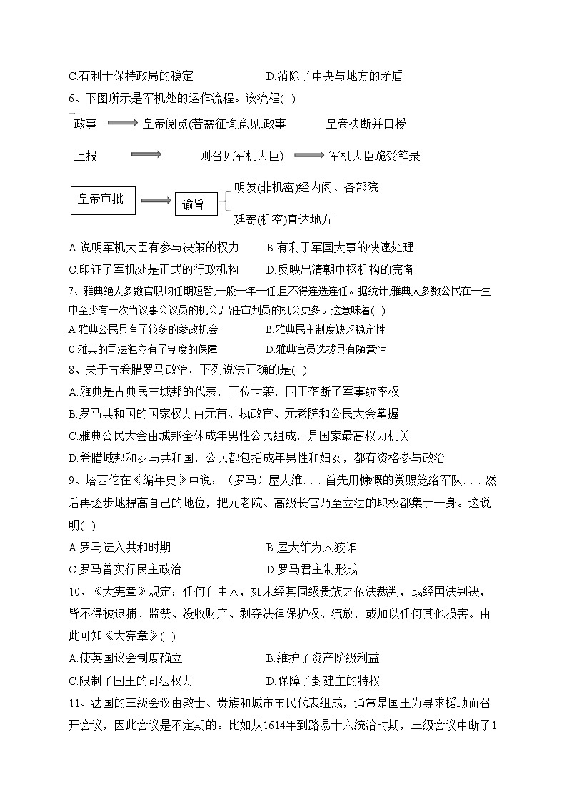 天津市静海区第一中学2023-2024学年高二上学期10月月考历史试卷(含答案)第2页