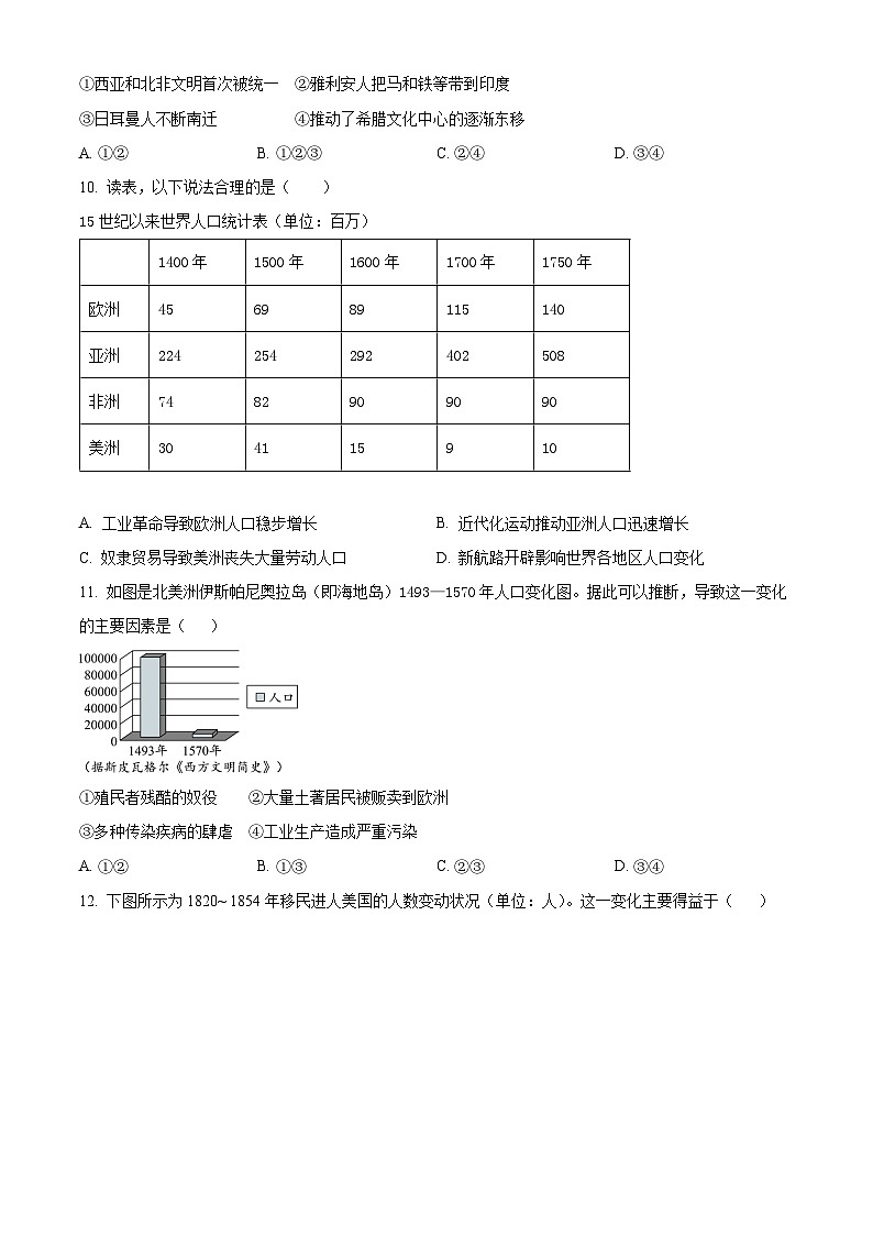 2024北京市顺义牛栏山一中高二上学期10月月考试题历史含解析03