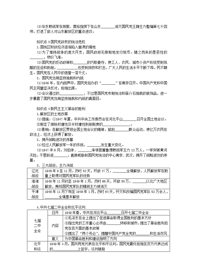 2024版新教材高中历史第八单元中华民族的抗日战争和人民解放战争第二十四课人民解放战导学案部编版必修中外历史纲要上第2页