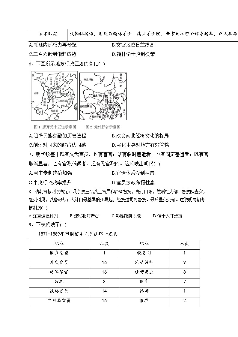 福建省宁德市2022-2023学年高二上学期（期中）区域性学业质量监测（A卷）历史试卷(含答案)02