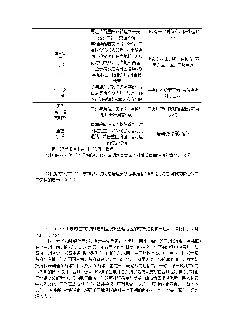 2024版新教材高中历史课时作业六从隋唐盛世到五代十国部编版必修中外历史纲要上第3页