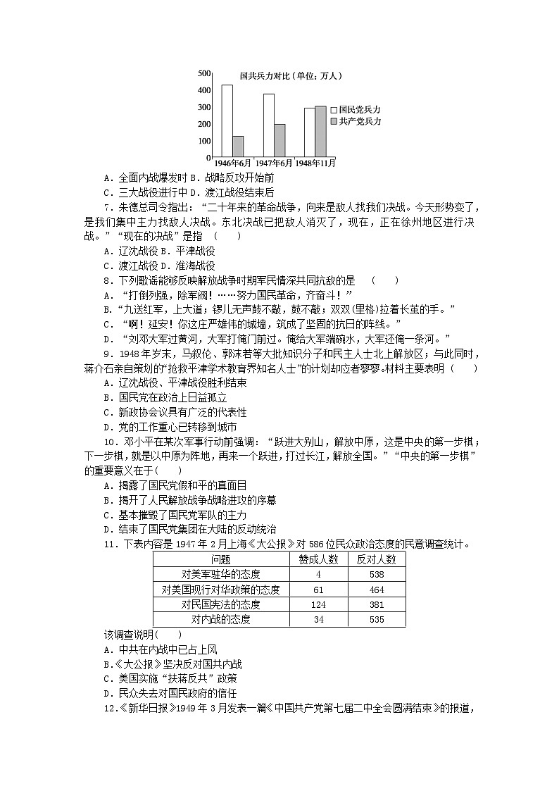 2024版新教材高中历史课时作业二十四人民解放战争部编版必修中外历史纲要上02