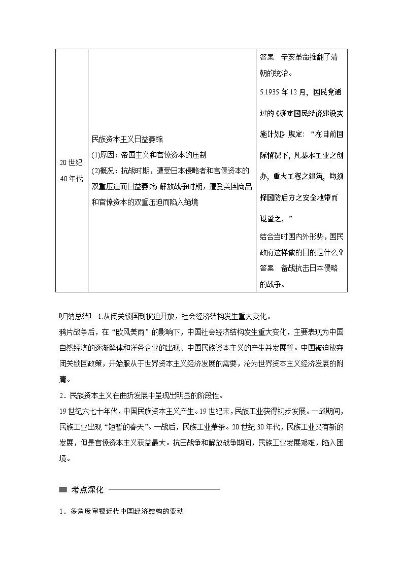 高考历史知识 专题9    近代中国经济结构的变动与近现代社会生活的变迁第3页