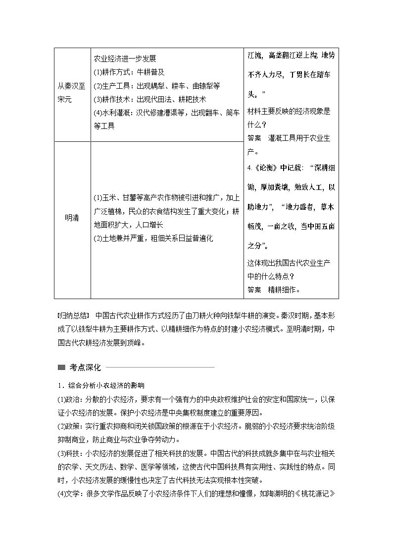 高考历史知识专题2    古代中国经济的基本结构和特点第2页