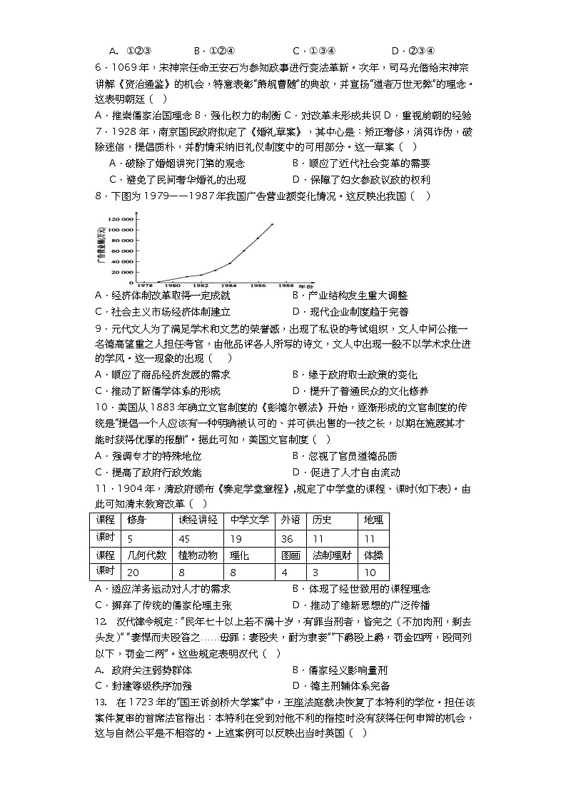 四川省凉山州宁南中学2023-2024学年高二上学期期中模拟考试历史试题（含答案）02