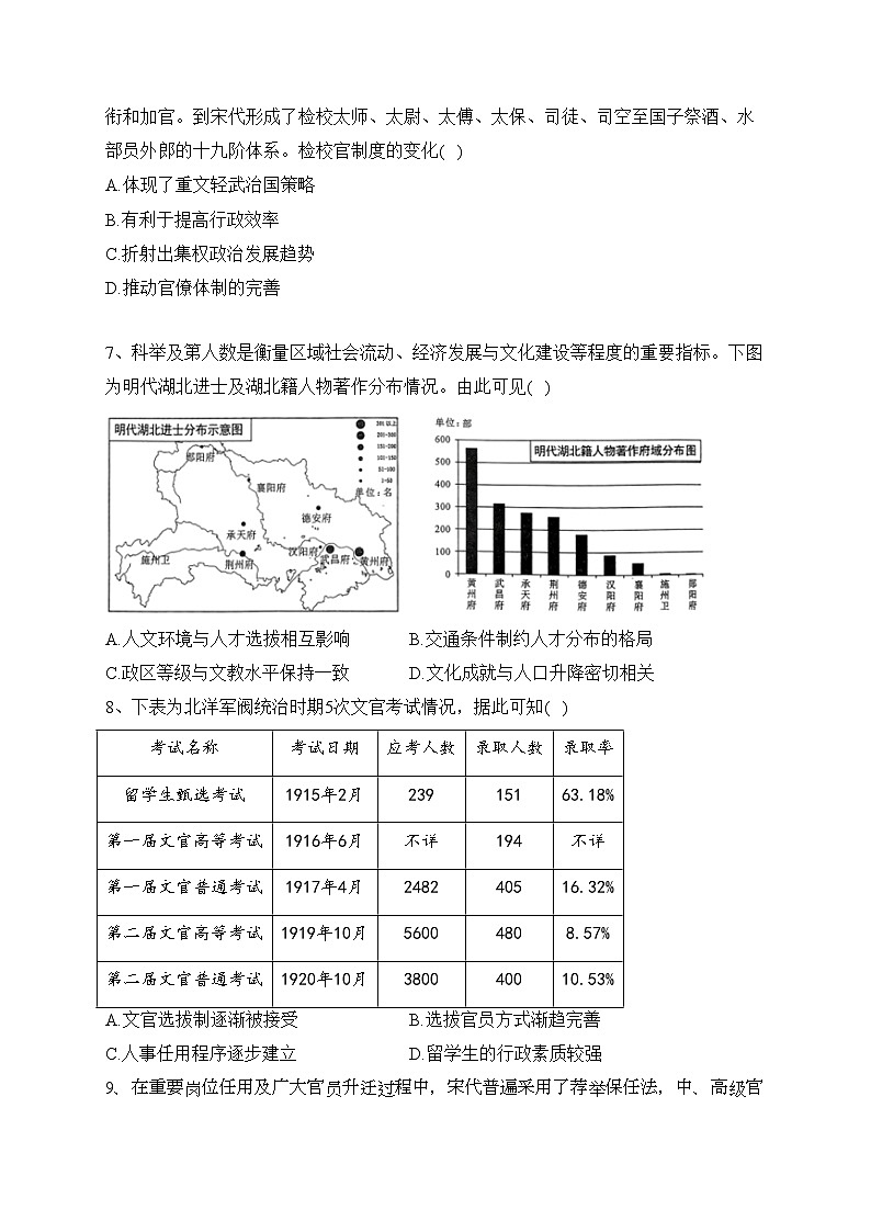 河北省保定部分高中2023-2024学年高二上学期9月月考历史试卷(含答案)第3页