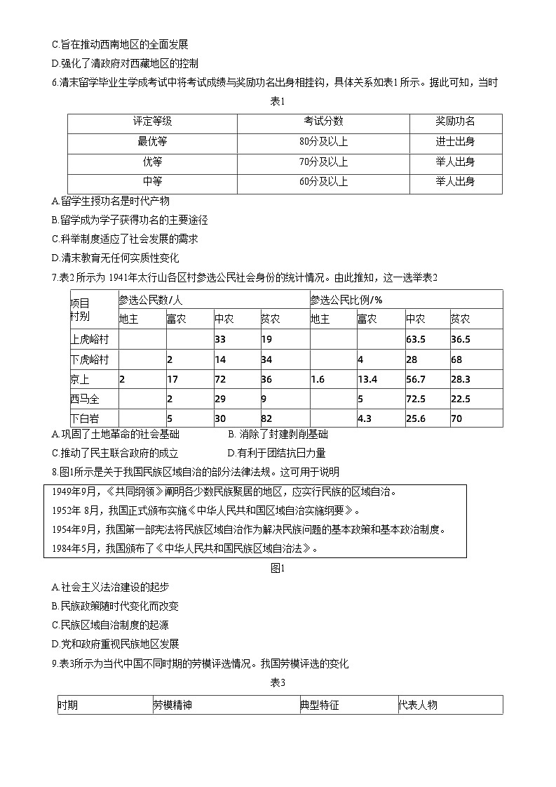 江西省赣州市十八县（市、区）二十三校2023-2024学年高二上学期期中联考历史试卷02
