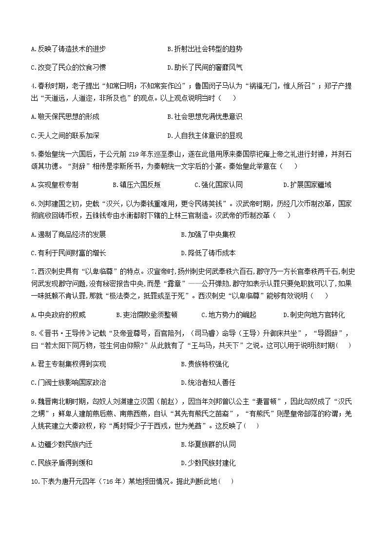 辽宁省县级重点高中协作体2023-2024学年高一上学期期中考试历史试题（含解析）02