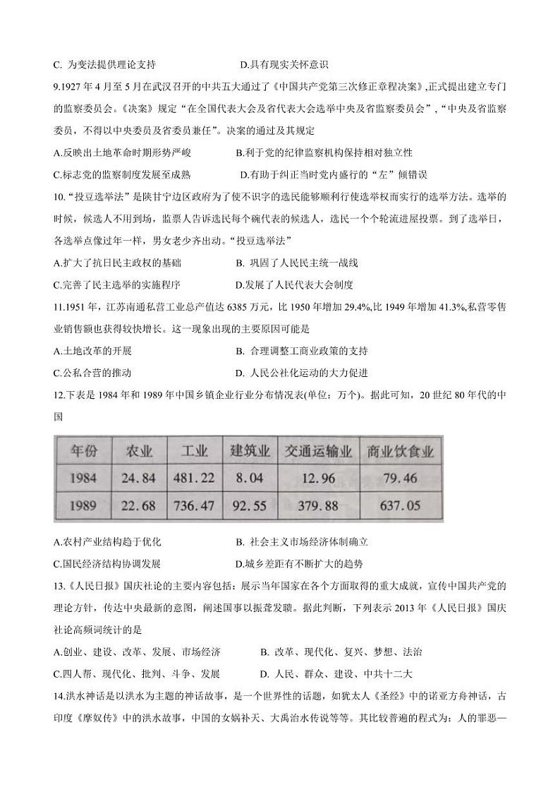2024安徽省江淮十校高三上学期第二次联考历史PDF版含答案 试卷03