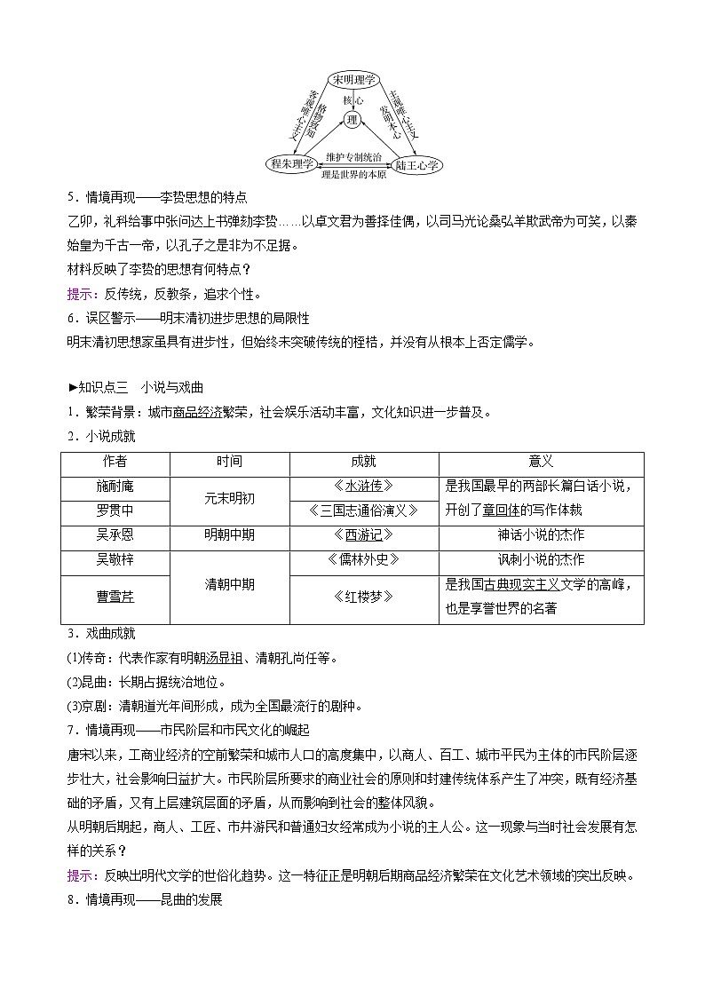 第14课 明至清中叶的经济与文化 导学案  高中统编版（2019）必修中外历史纲要上03