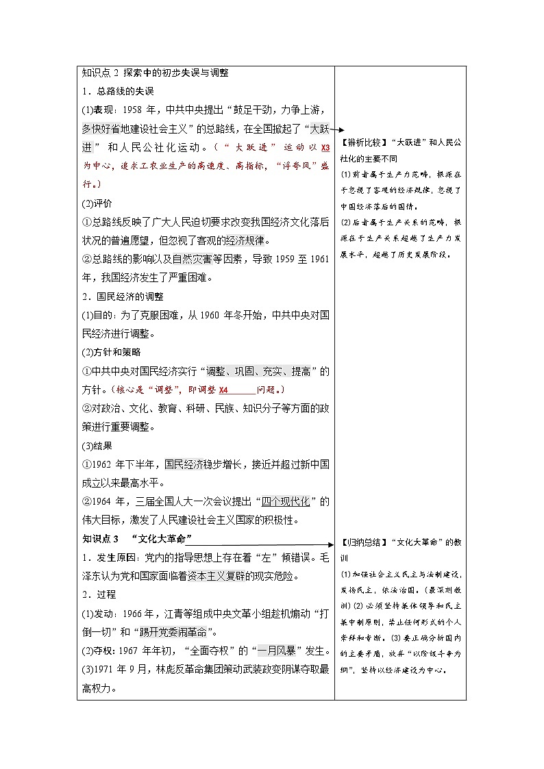 第27课 社会主义建设在探索中曲折发展 学案   高三统编版（2019）必修中外历史纲要上一轮复习02