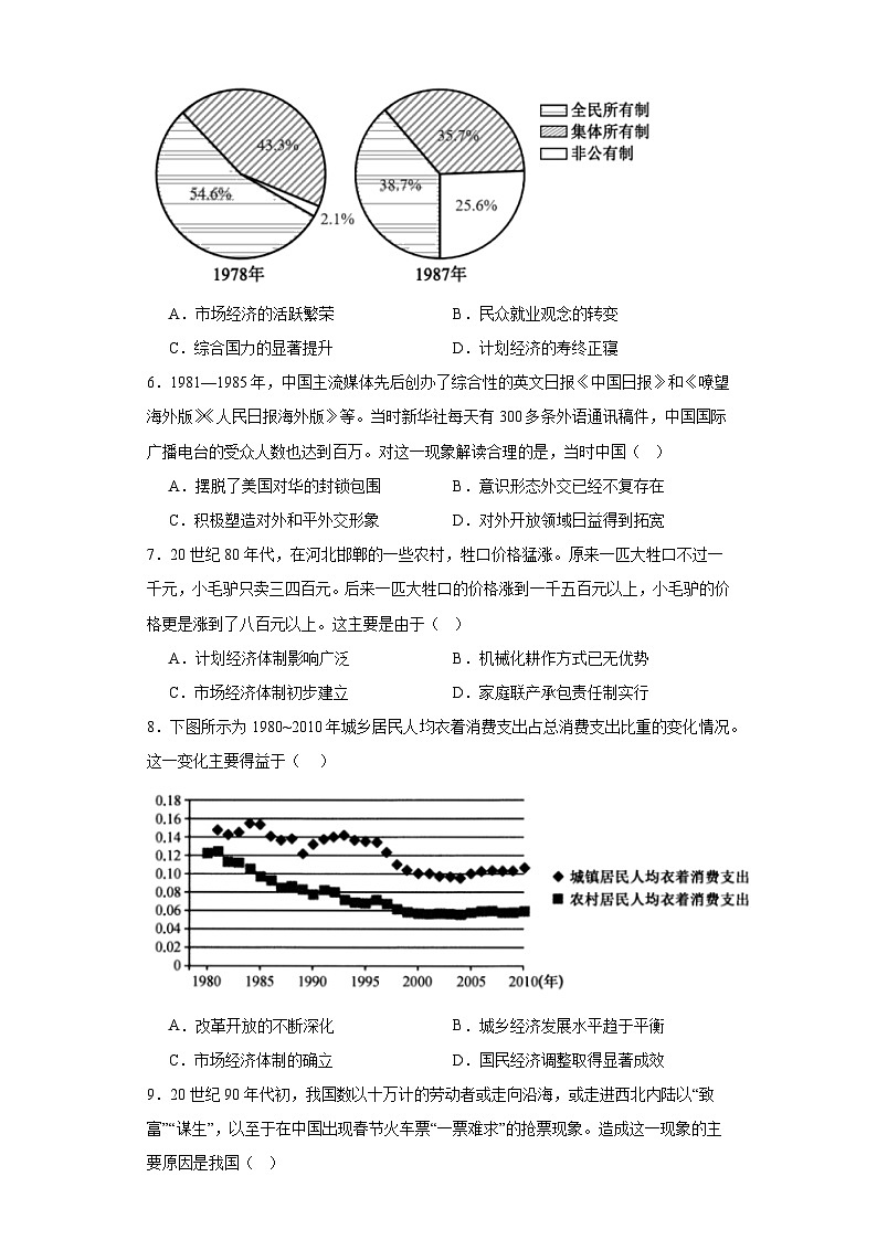 第27课中国特色社会主义的开创与发展练习   高中历史统编版（2019）必修中外历史纲要上册02