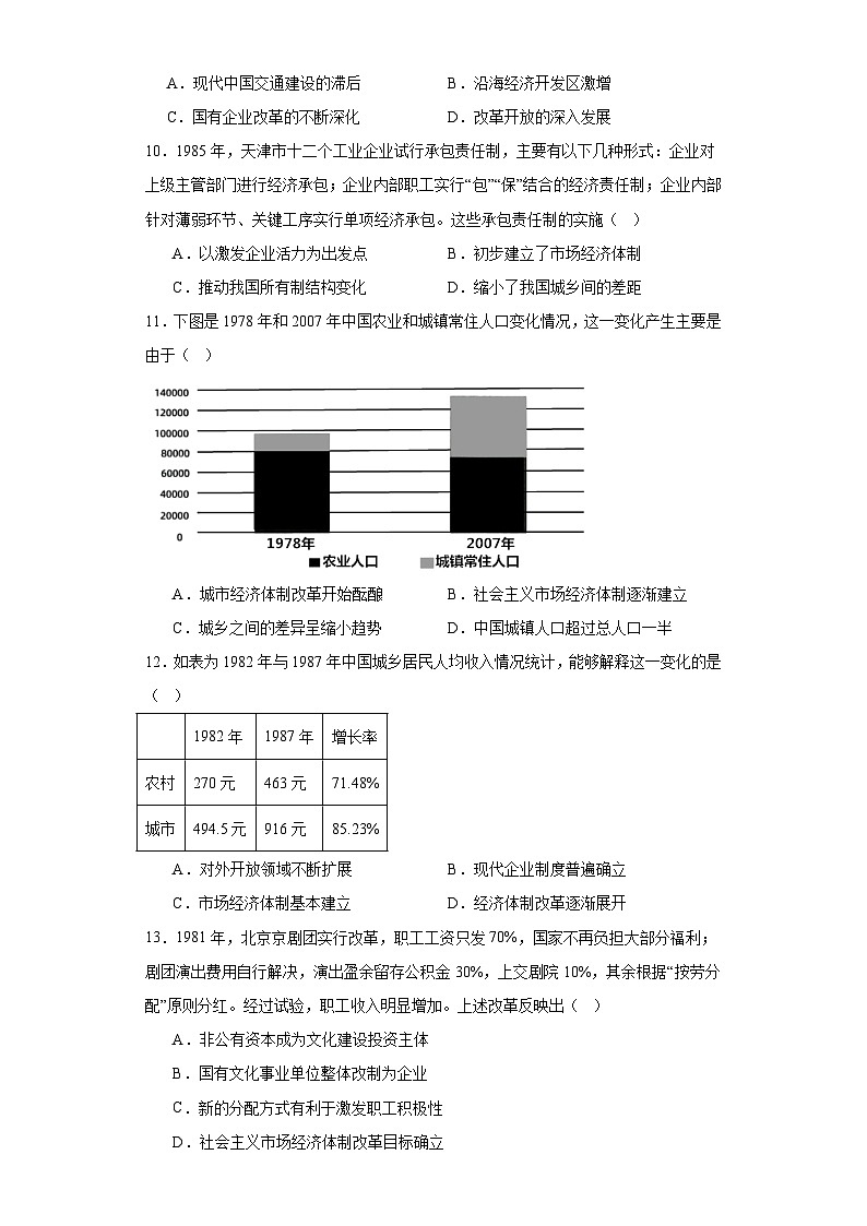 第27课中国特色社会主义的开创与发展练习   高中历史统编版（2019）必修中外历史纲要上册03