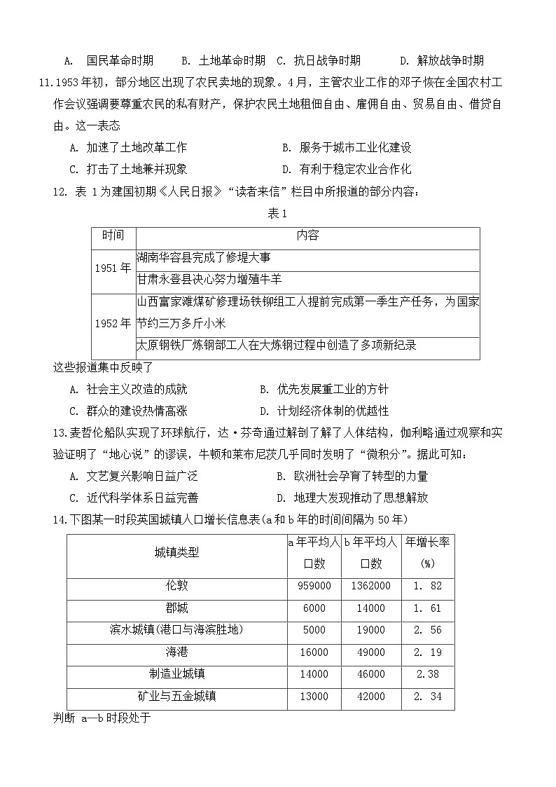 2024武汉华中师范大学第一附中高三上学期期中历史试题无答案03