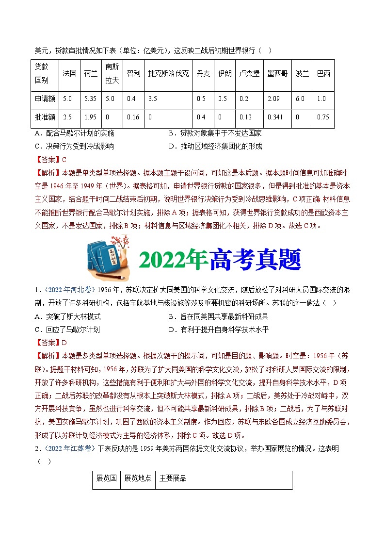 十年(14-23)高考历史真题分项汇编专题17  20世纪下半叶世界的新变化（含解析）02