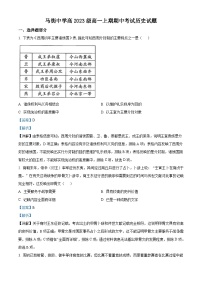 四川省泸州市合江县马街中学2023-2024学年高一上学期期中考试历史试题（Word版附解析）