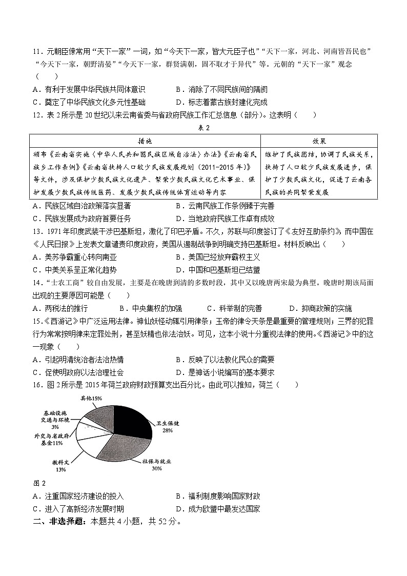 山西省2023-2024学年高二上学期11月期中历史试题（Word版附答案）03