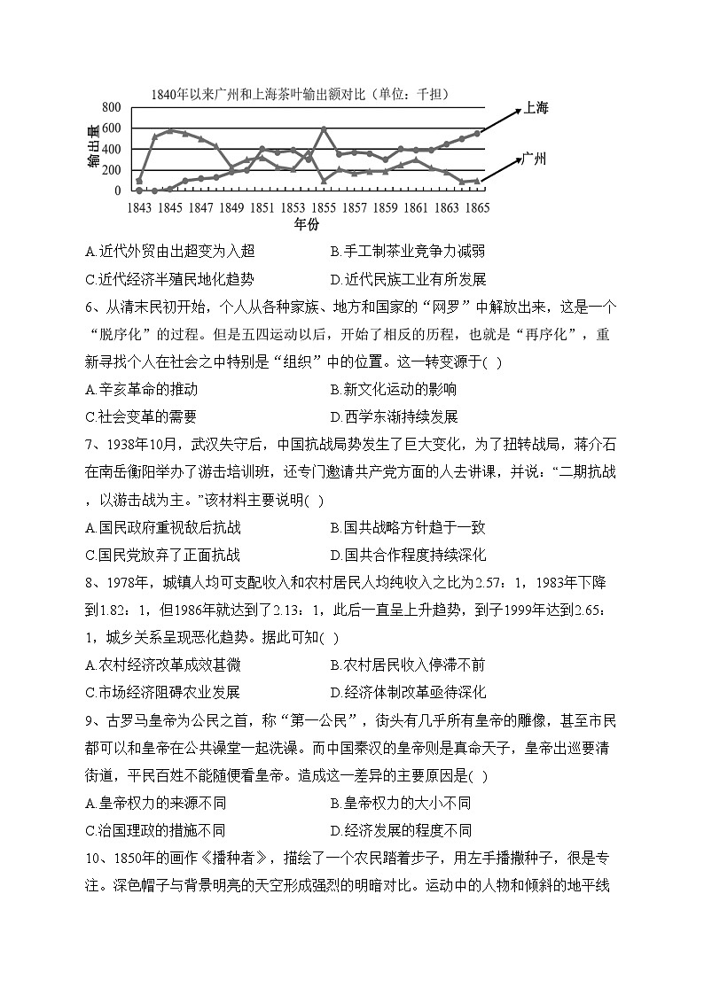 四川省绵阳市2023届高三二模历史试题(含答案)02