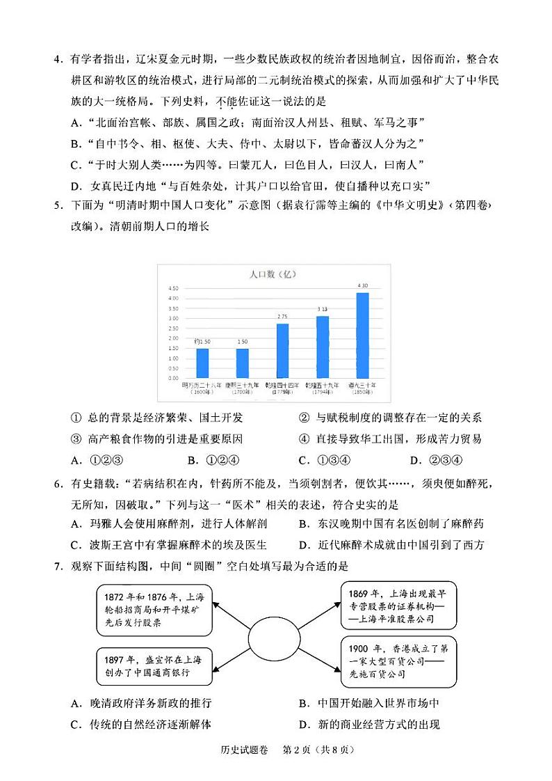 2024届绍兴市选考科目诊断性考试-历史02