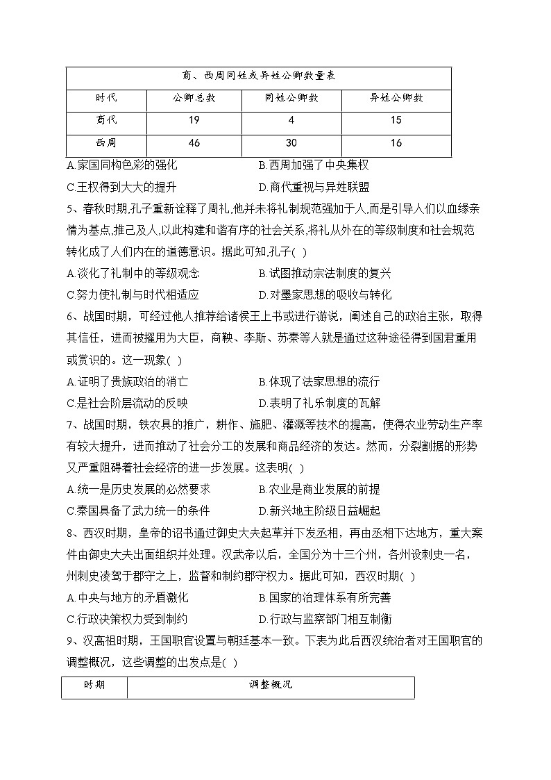 山东省滨州市2022-2023学年高一上学期期中模拟考试历史试卷(含答案)第2页